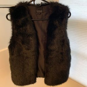 Top Shop Black Faux Fur Vest